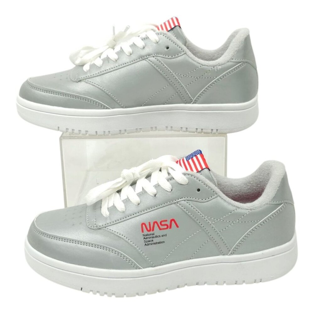 NASA Capsule Silver Tennis Shoes Womens Size 8 M Sneakers Iridescent Shiny Space